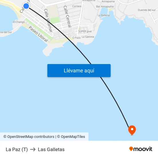 La Paz (T) to Las Galletas map