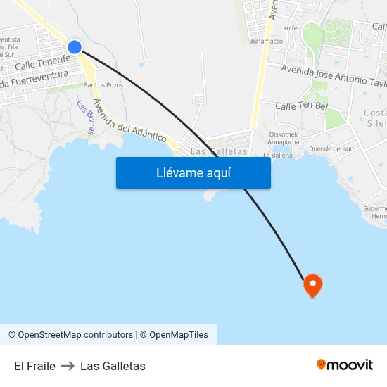 El Fraile to Las Galletas map