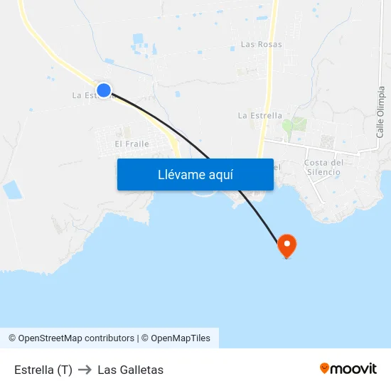 Estrella (T) to Las Galletas map