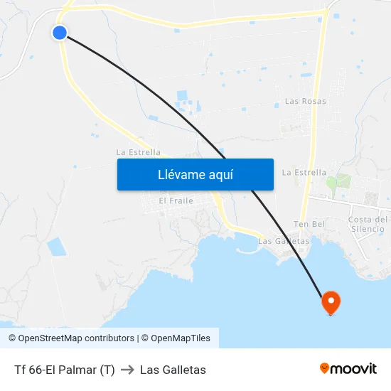Tf 66-El Palmar (T) to Las Galletas map