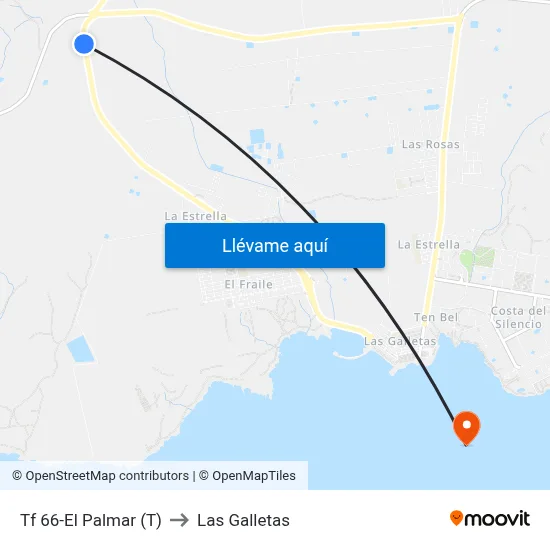 Tf 66-El Palmar (T) to Las Galletas map