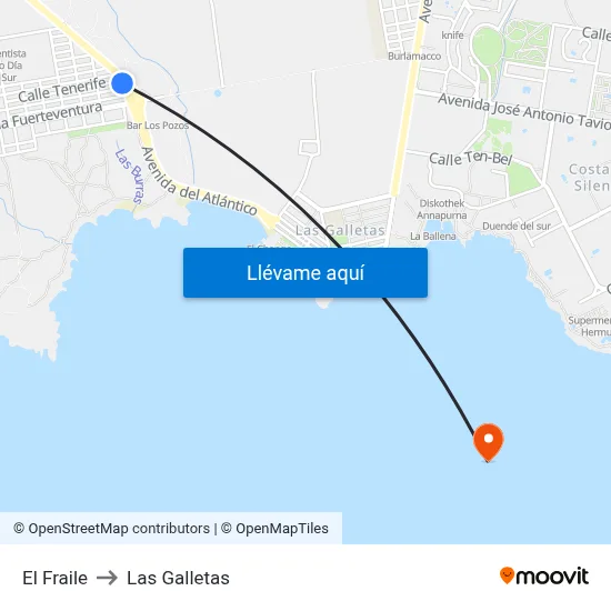 El Fraile to Las Galletas map
