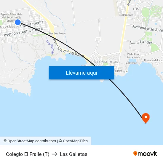 Colegio El Fraile (T) to Las Galletas map
