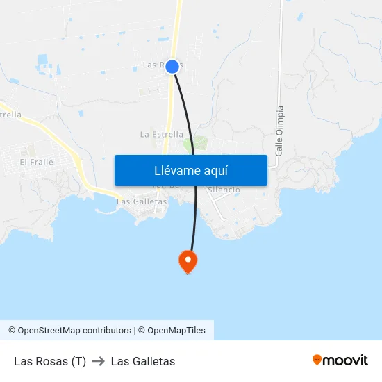 Las Rosas (T) to Las Galletas map