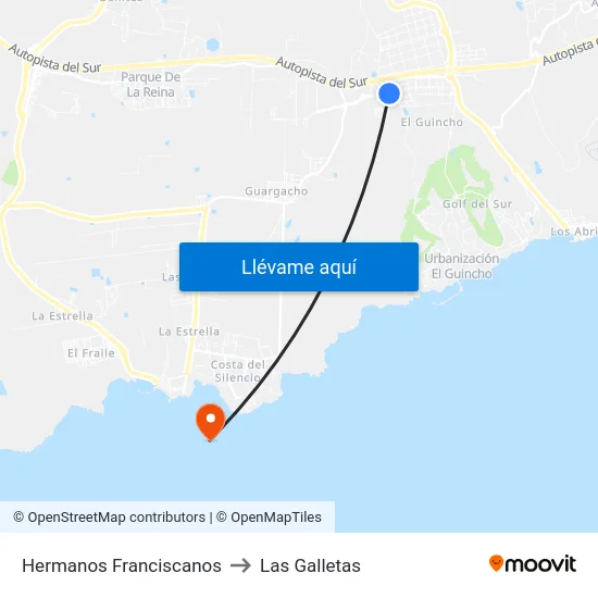 Hermanos Franciscanos to Las Galletas map