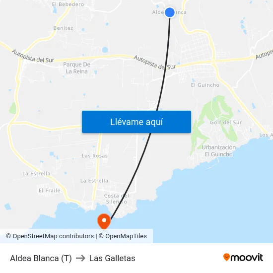 Aldea Blanca  (T) to Las Galletas map