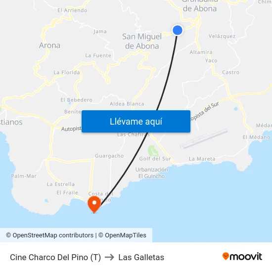 Cine Charco Del Pino (T) to Las Galletas map