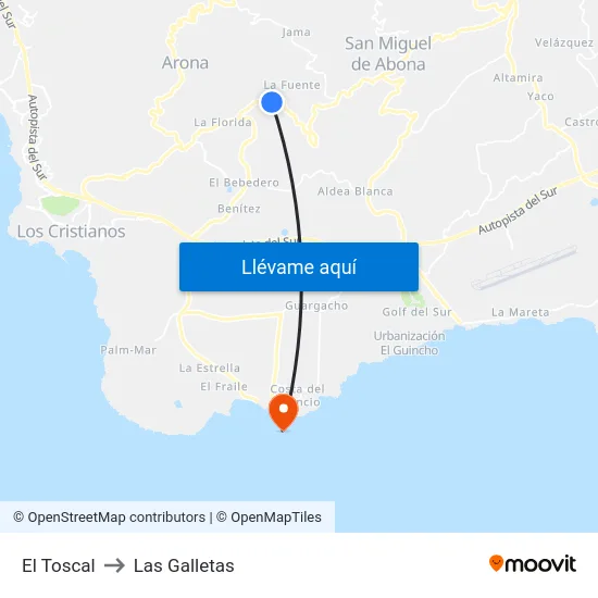 El Toscal to Las Galletas map