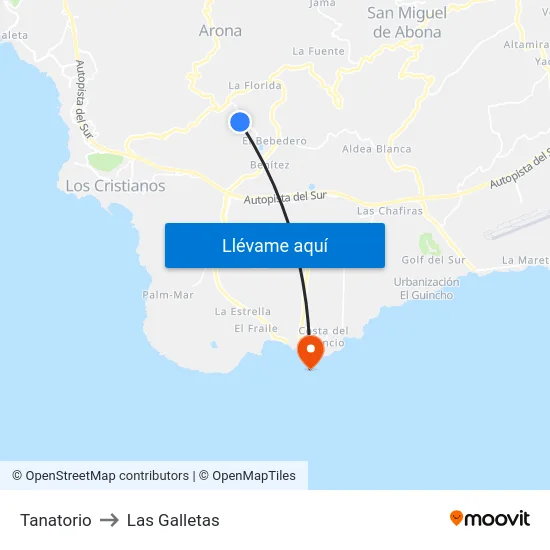 Tanatorio to Las Galletas map