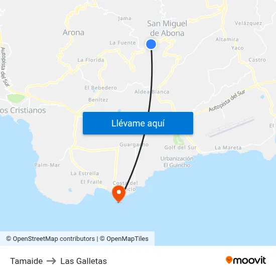 Tamaide to Las Galletas map