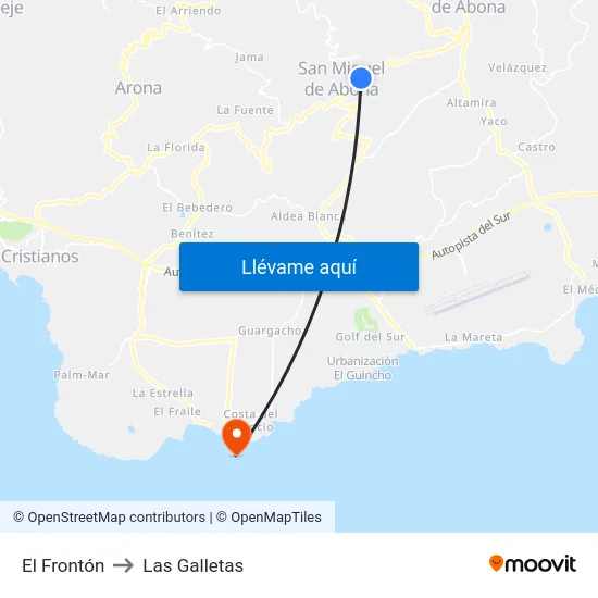 El Frontón to Las Galletas map