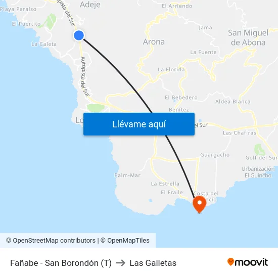 Fañabe - San Borondón (T) to Las Galletas map