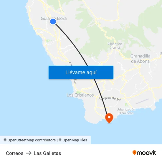 Correos to Las Galletas map