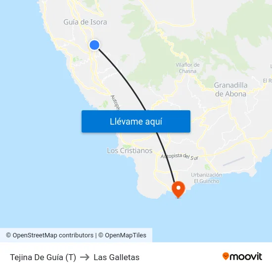 Tejina De Guía (T) to Las Galletas map