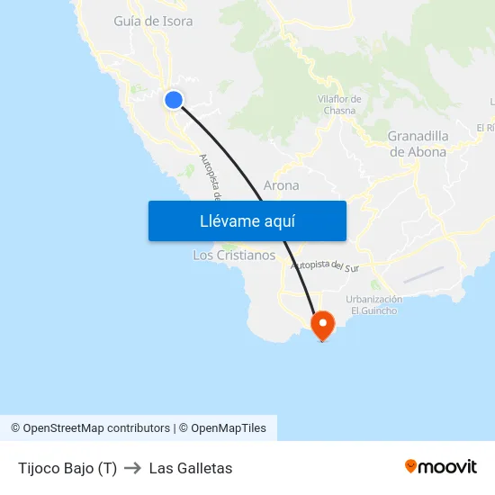 Tijoco Bajo (T) to Las Galletas map