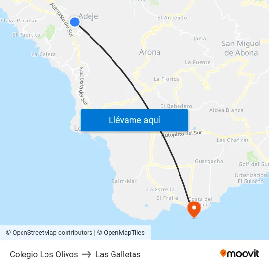 Colegio Los Olivos to Las Galletas map