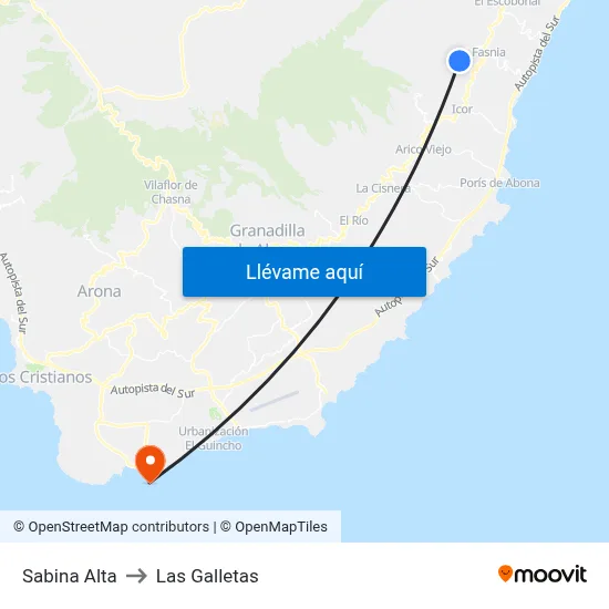 Sabina Alta to Las Galletas map