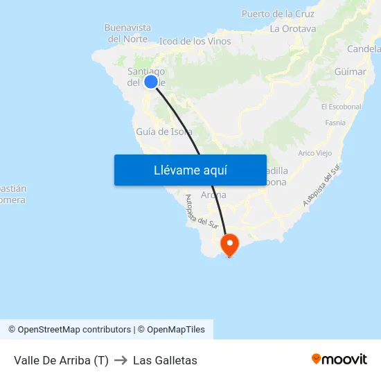Valle De Arriba (T) to Las Galletas map