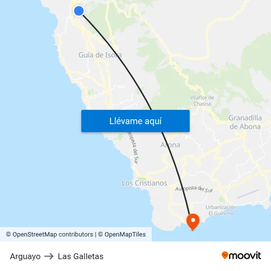 Arguayo to Las Galletas map