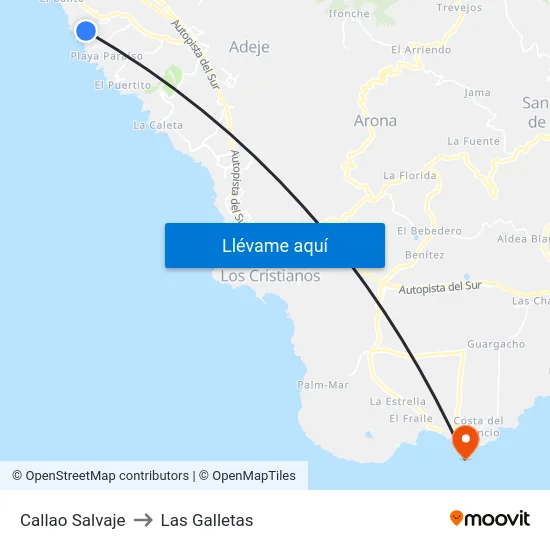 Callao Salvaje to Las Galletas map