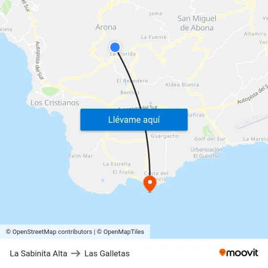 La Sabinita Alta to Las Galletas map
