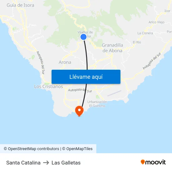 Santa Catalina to Las Galletas map