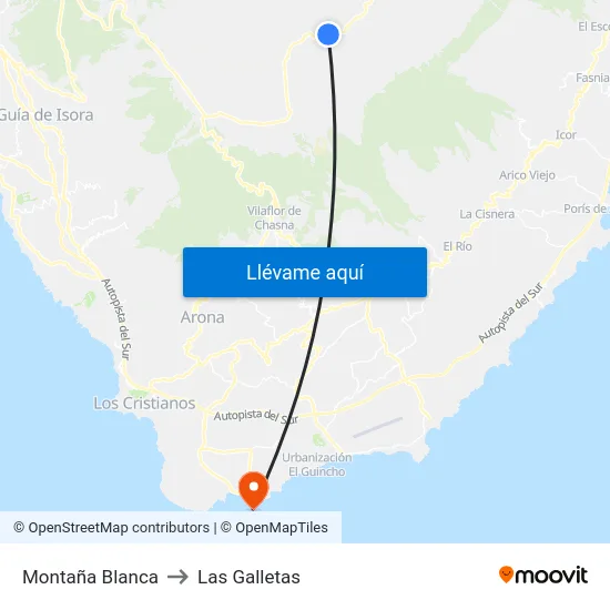 Montaña Blanca to Las Galletas map