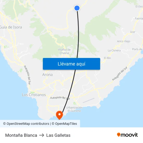 Montaña Blanca to Las Galletas map