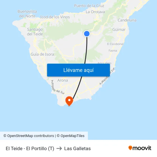 El Teide - El Portillo (T) to Las Galletas map