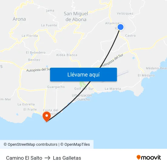 Camino El Salto to Las Galletas map