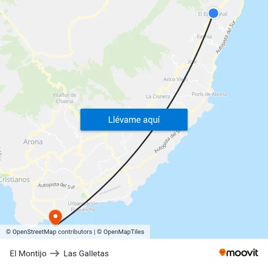 El Montijo to Las Galletas map