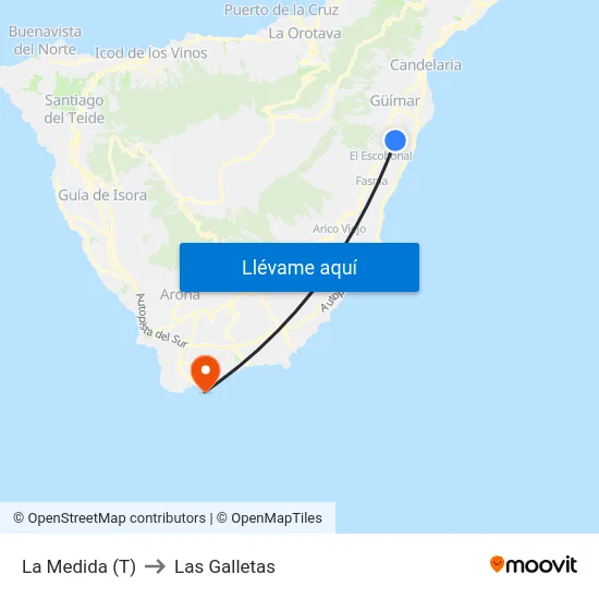 La Medida (T) to Las Galletas map