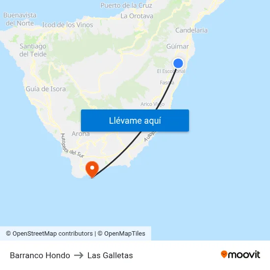 Barranco Hondo to Las Galletas map