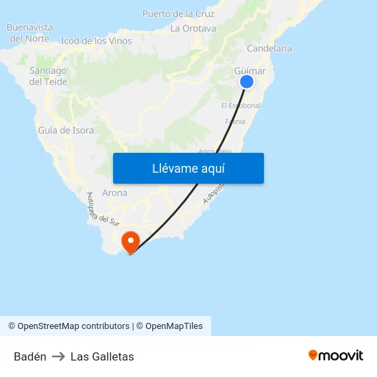 Badén to Las Galletas map