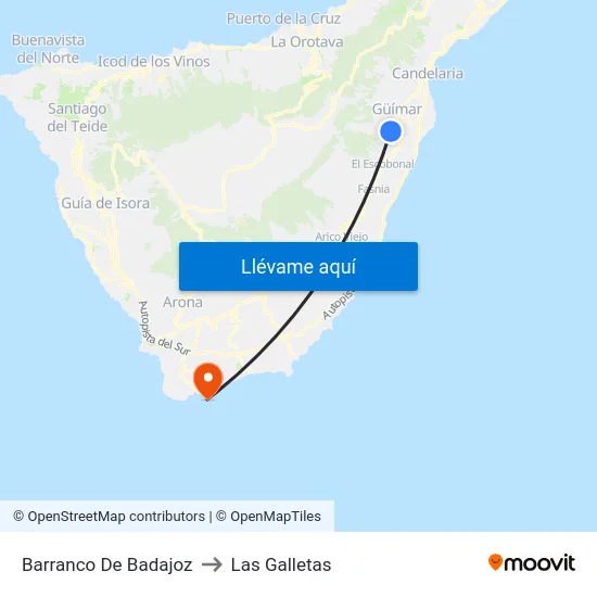 Barranco De Badajoz to Las Galletas map
