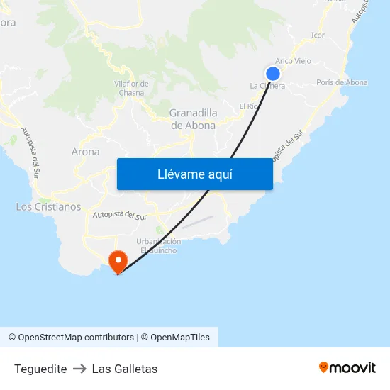Teguedite to Las Galletas map