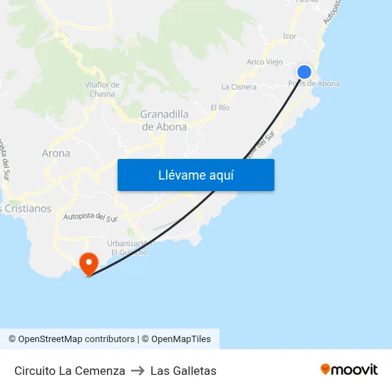 Circuito La Cemenza to Las Galletas map