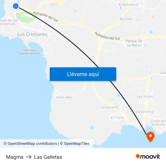 Magma to Las Galletas map