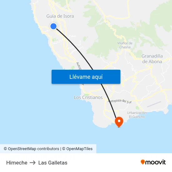 Himeche to Las Galletas map