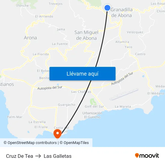 Cruz De Tea to Las Galletas map