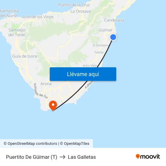 Puertito De Güímar (T) to Las Galletas map