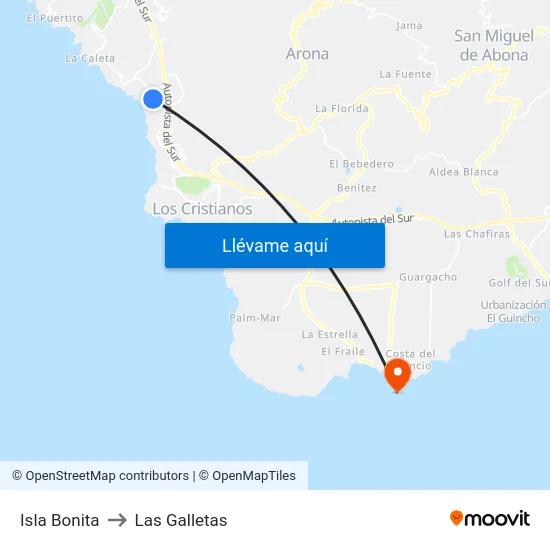 Isla Bonita to Las Galletas map