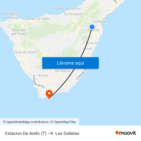 Estacion De Arafo (T) to Las Galletas map