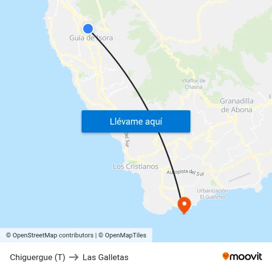 Chiguergue (T) to Las Galletas map