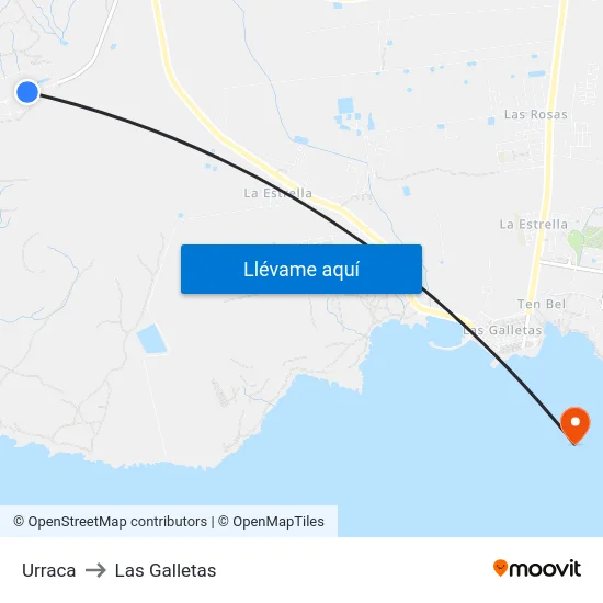 Urraca to Las Galletas map