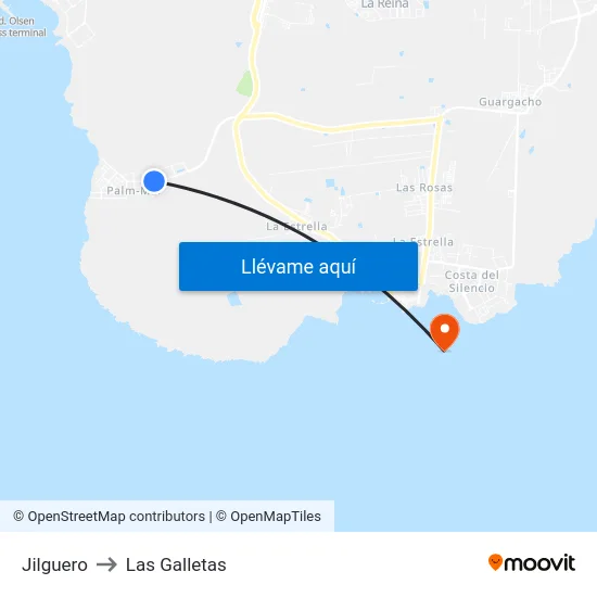 Jilguero to Las Galletas map