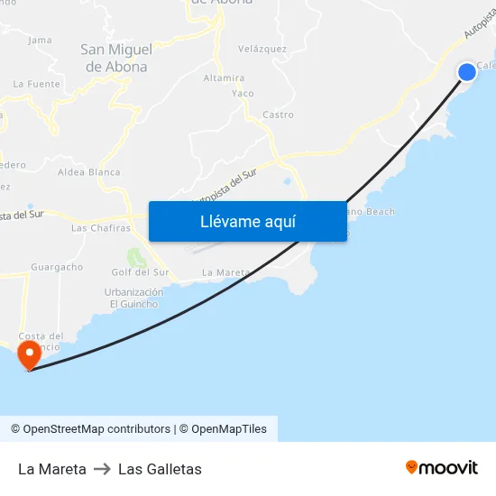 La Mareta to Las Galletas map