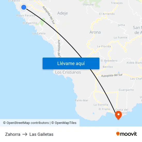 Zahorra to Las Galletas map