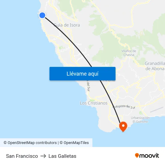 San Francisco to Las Galletas map