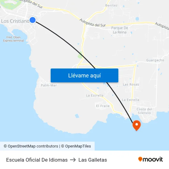 Escuela Oficial De Idiomas to Las Galletas map